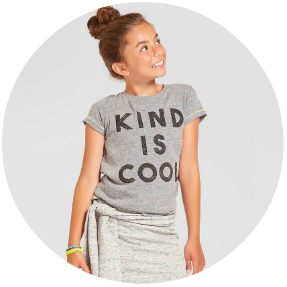 KIND IS COOL grey gray angled hem t shirt 4-6